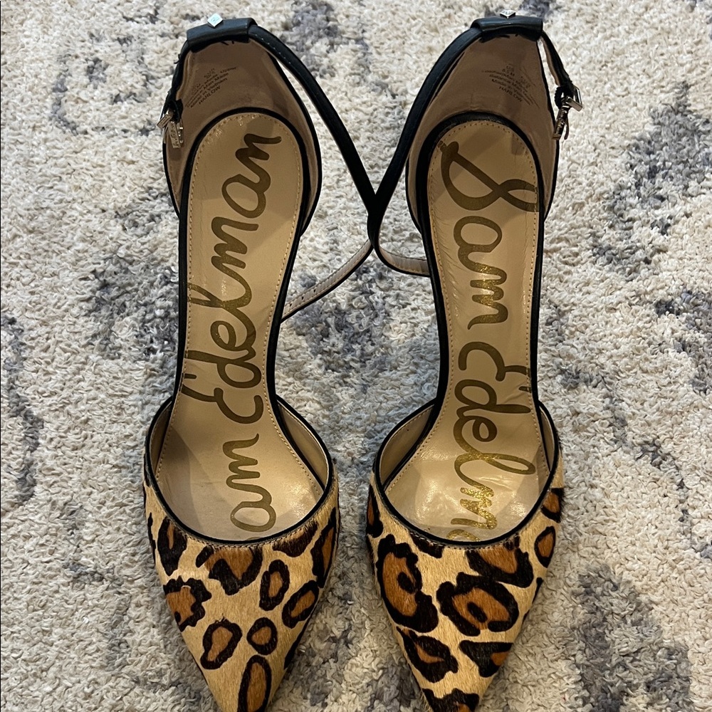 Sam Edelman Black and Tan Leopard Heels